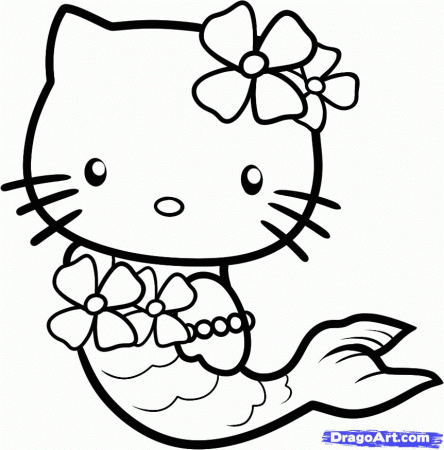 Draw Mermaid Hello Kitty, Step by Step, Drawing Sheets, Added by 