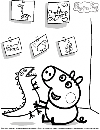 George playing with his dinosaur - Peppa Pig coloring page