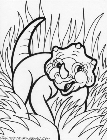 Dinosaur In Grass Coloring Page Scary Images LodzKie 242320 