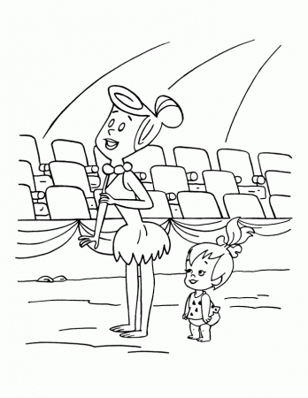 Wilma Taking Care of Pebbles Coloring Page | Kids Coloring Page
