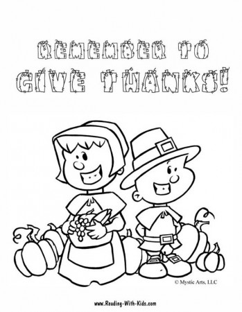 Thanksgiving Pilgrims Coloring Page