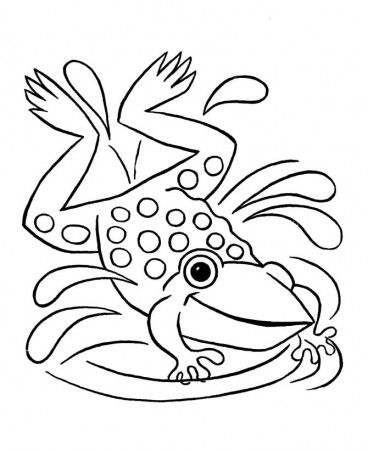 Frog Spalshing on Water Coloring Page: frog-spalshing-on-water 