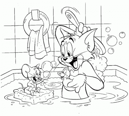 Tom and Jerry Coloring Pages : Tom And Jerry Shared Bathroom 