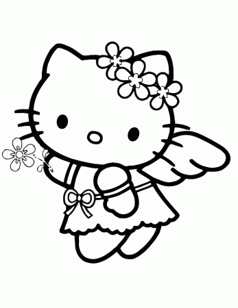 Angel Hello Kitty Coloring Page | Free Printable Coloring Pages