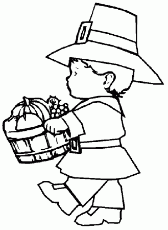 Thanksgiving Pilgrim Harvest Coloring Pages Printables 2 