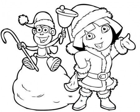 Dora And Boots In Christmas Coloring Pages - Dora Coloring Pages 