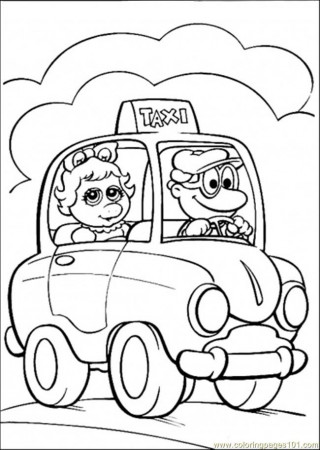 Coloring Pages She Is Riding Taxi (Cartoons > Muppet Babies 