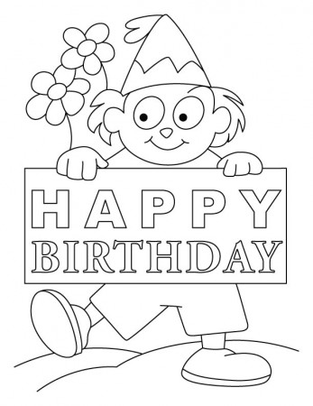 Happy bday flower coloring page | Download Free Happy bday flower 
