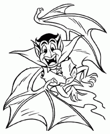 Scary Halloween Coloring Page - Scary Dracula Bat - Free Printable 