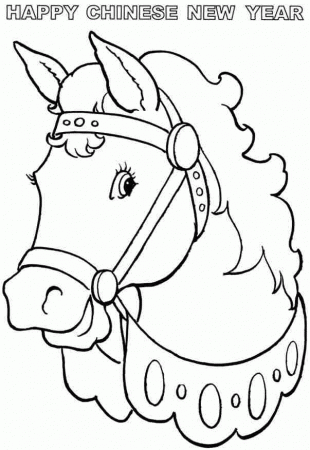 Printable Free 2014 Wooden Horse Chinese New Year Coloring Pages 