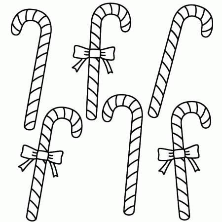Six Candy Canes - Coloring Page (