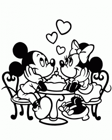 Disney Mickey And Minnie Mouse Valentine Love Coloring Page 