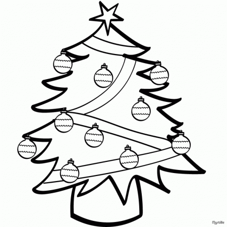 CHRISTMAS TREE coloring pages - Decorated Christmas tree - ClipArt 