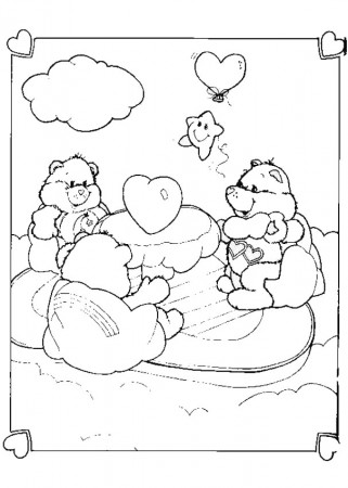 CARE BEARS coloring pages - Care Bears and hearts