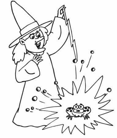 Frog Coloring Page | Witch Zapping a Frog