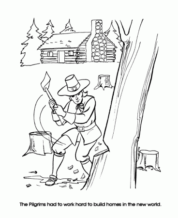 Thanksgiving Coloring Pages - Pilgrim Settlers Thanksgiving 