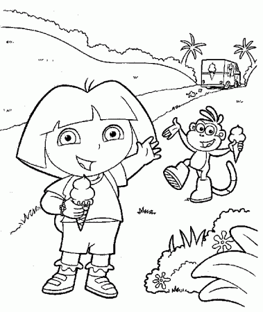 DORA THE EXPLORER and BOOTS COLORING PAGES