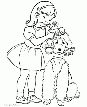 dog with bow color page dogs puppy animal coloring pages