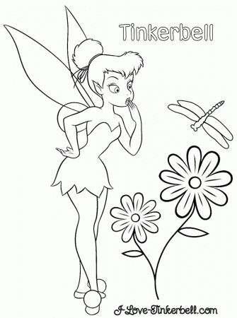 Tinkerbell on Flower Coloring Pages to Print | Color Printing 