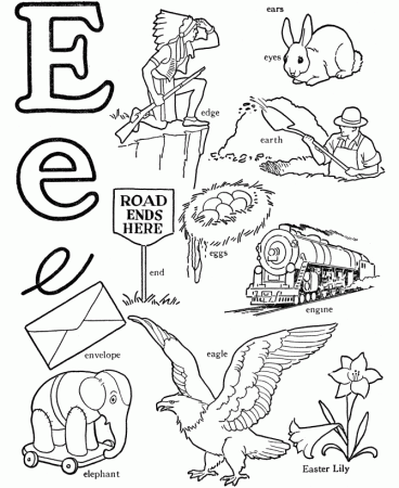 ABC Words Coloring Pages – Letter E – Eagle | Free Coloring Pages