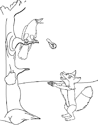 Coloring Pages - The Fox and the Crow