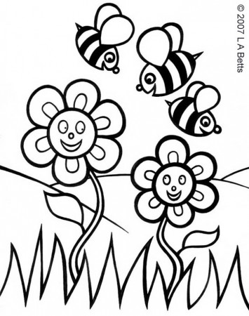 Printable Colouring: Spring Flowers - Rooftop Post Printables