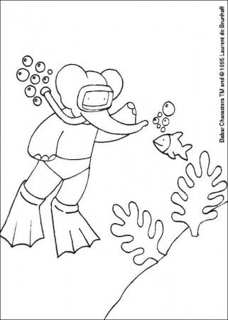 BABAR coloring pages - Beach games