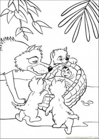 Coloring Pages Father Wolf Finds Mowgli (Cartoons > The Jungle 