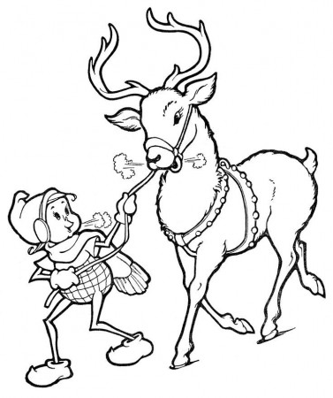 Christmas Line Art Elf with Reindeer | Coloring Printable's | Pintere…
