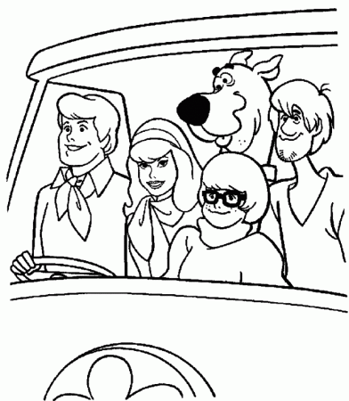 Scooby Doo And Friends In Car Coloring Pages - Scooby Doo Coloring 
