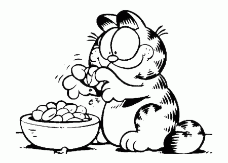 Garfield Coloring Pages : Garfield Opening Nuts Coloring Page Kids 