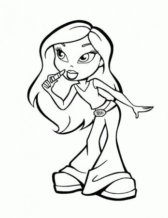 Cartoon: Fine Bratz With Lipstick Coloring Picture, ~ Coloring Sheets