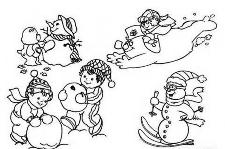 Download Playing Snow Winter Coloring Pages For Kids Or Print 