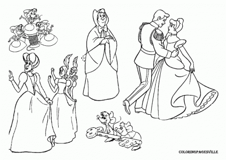 Easy Cinderella Coloring Pages | Laptopezine.