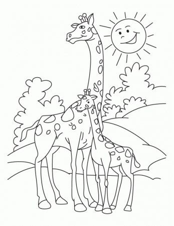 Giraffe with calf coloring pages | Download Free Giraffe with calf 