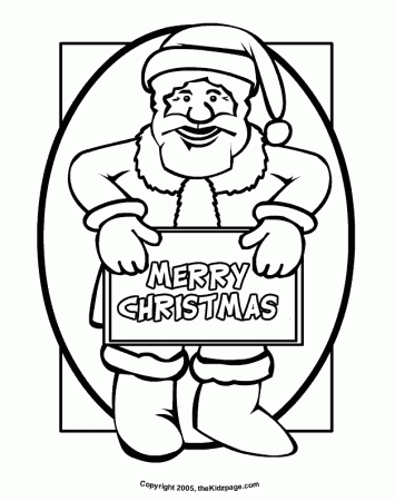 Santa Claus Merry Christmas Sign Free Coloring Pages for Kids 