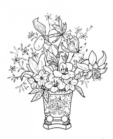 Download Flower Bouquet In A Pretty Classical Vase Coloring Pages 