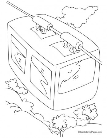Cable Car Coloring Page Printable Free Download - Kids Colouring Pages