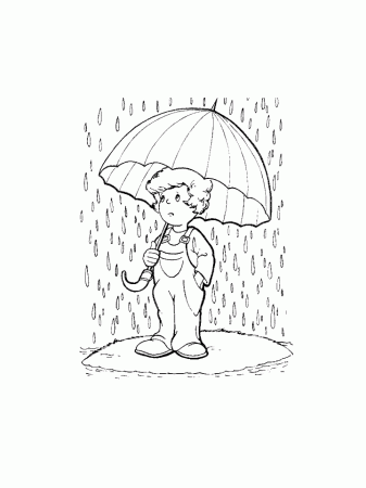 On The Rain With Umbrella Coloring Pages : New Coloring Pages