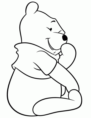 Pooh Bear Sitting And Giggling Coloring Page | Free Printable 