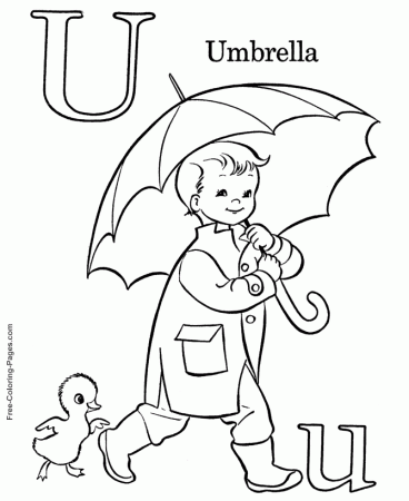 Alphabet coloring pages - U is for Umbrella