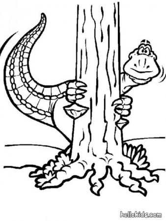 Other prehistoric animal coloring pages - Dinosaur hiding behind 