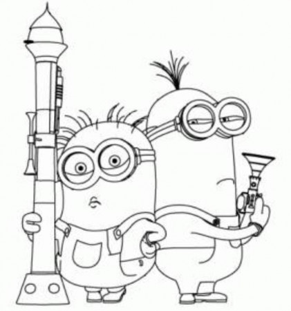 Print Two Minions Armed Despicable Me 2 Coloring Pages or Download 