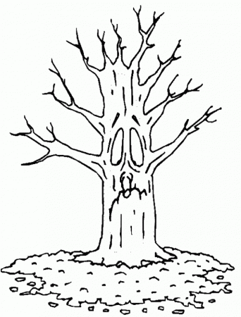 Autumn Tree Without Leaves Coloring For Kids - Tree Coloring Pages 