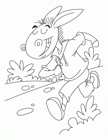 Hapyy donkey running coloring pages | Download Free Hapyy donkey 