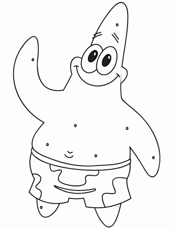 Spongebob Cartoon Patrick Waving Coloring Page | Free Printable 