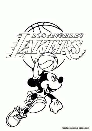 la lakers and mickey mouse coloring page