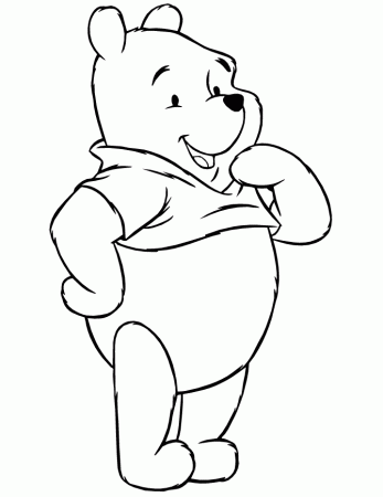 Cute Winnie The Pooh Standing And Smiling Coloring Page | Free 