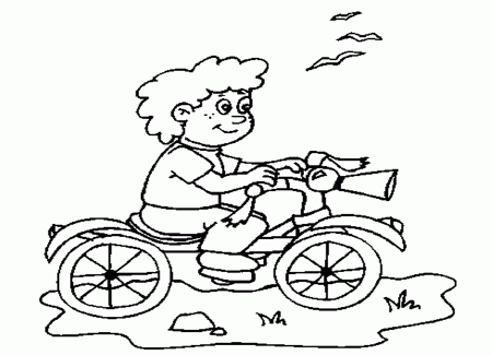 Boy Riding Bike Coloring Sheet - Homeschool Helper