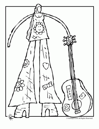 Fantasy Jr. | Peace Love and Music Coloring Page